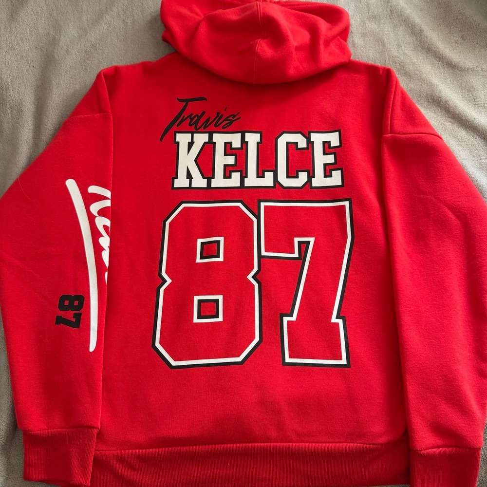 NFLPA Travis Kelce 87 Kansas City Chiefs Full Zip Hoodie Red Mens Small NWT